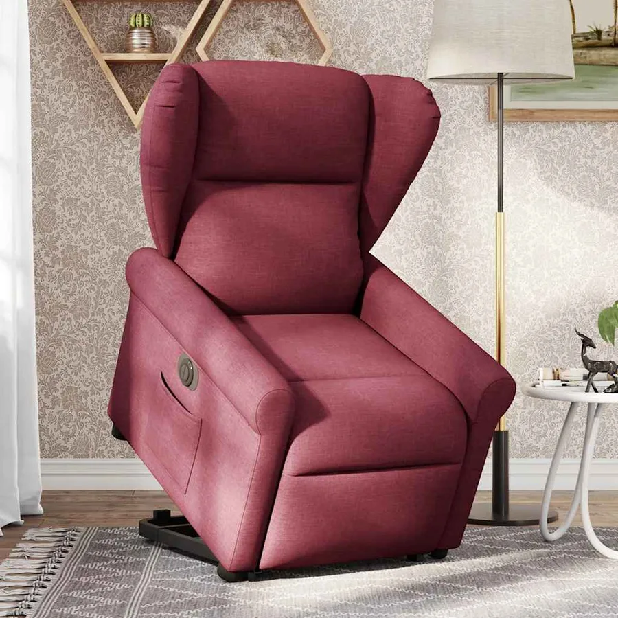 Fauteuil inclinable électrique rouge bordeaux tissu - 2