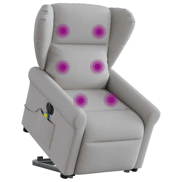 Fauteuil inclinable de massage électrique gris nuage tissu