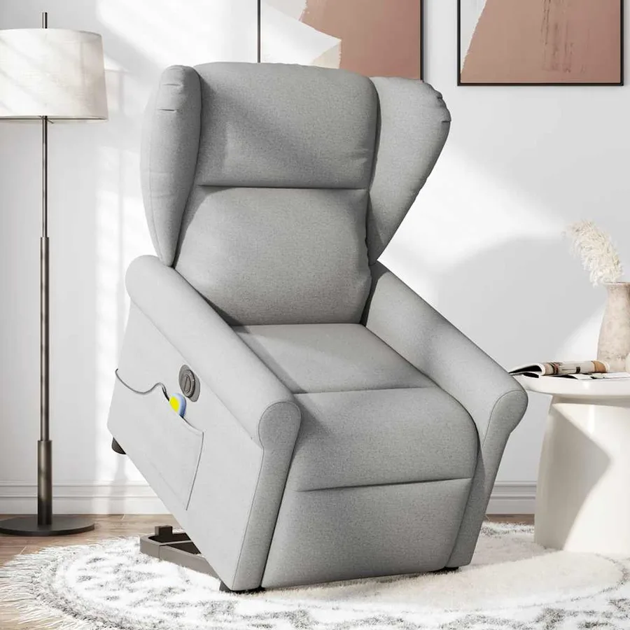 Fauteuil inclinable de massage électrique gris nuage tissu - 2