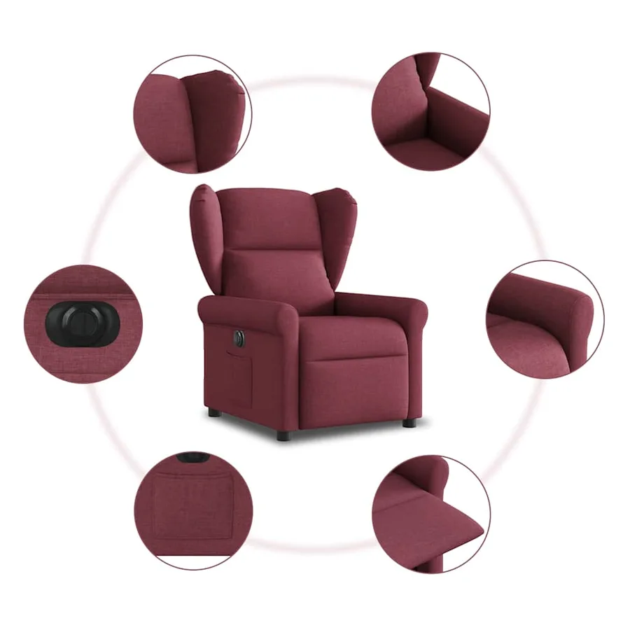 Fauteuil inclinable électrique Rouge bordeaux Tissu - 10