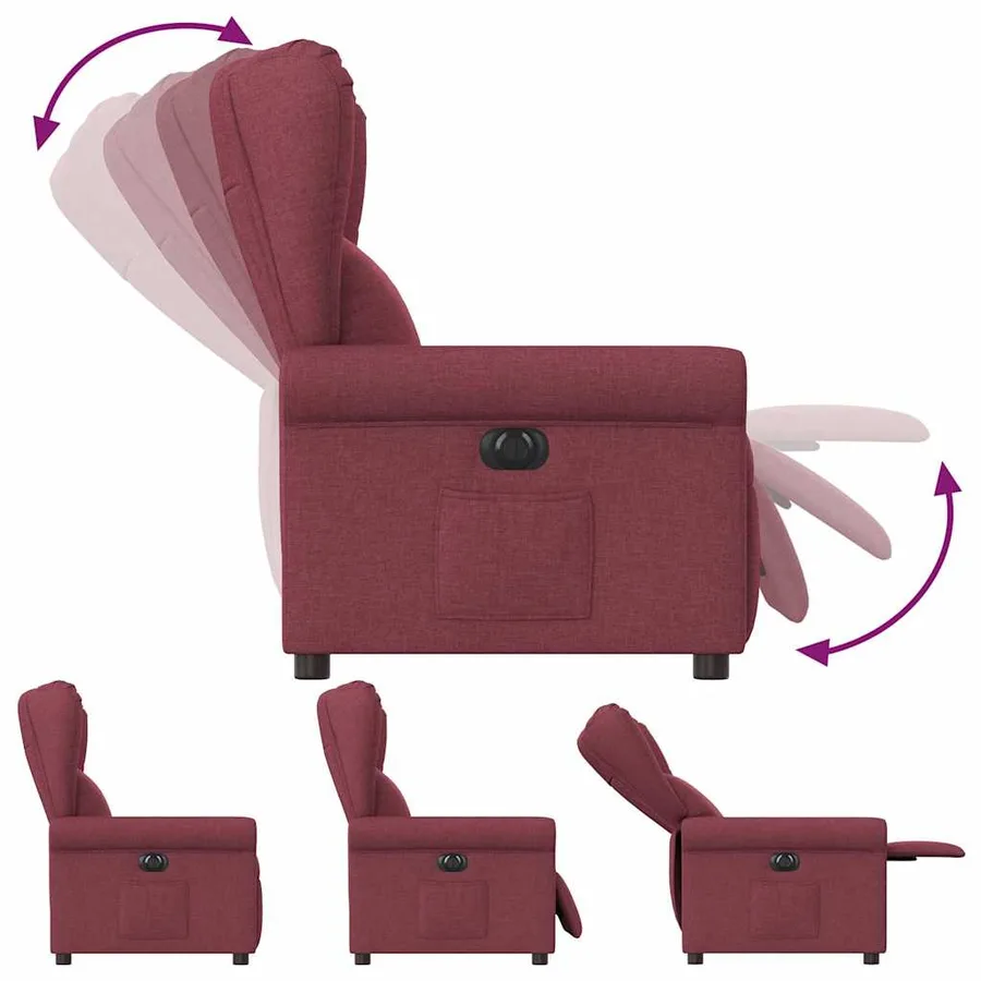 Fauteuil inclinable électrique Rouge bordeaux Tissu - 7