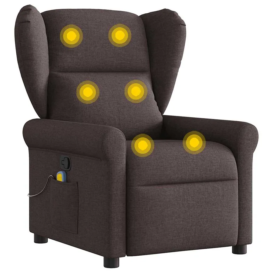 Fauteuil de massage inclinable Marron foncé Tissu - 7