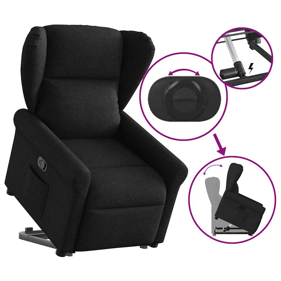 Fauteuil inclinable noir tissu - 8
