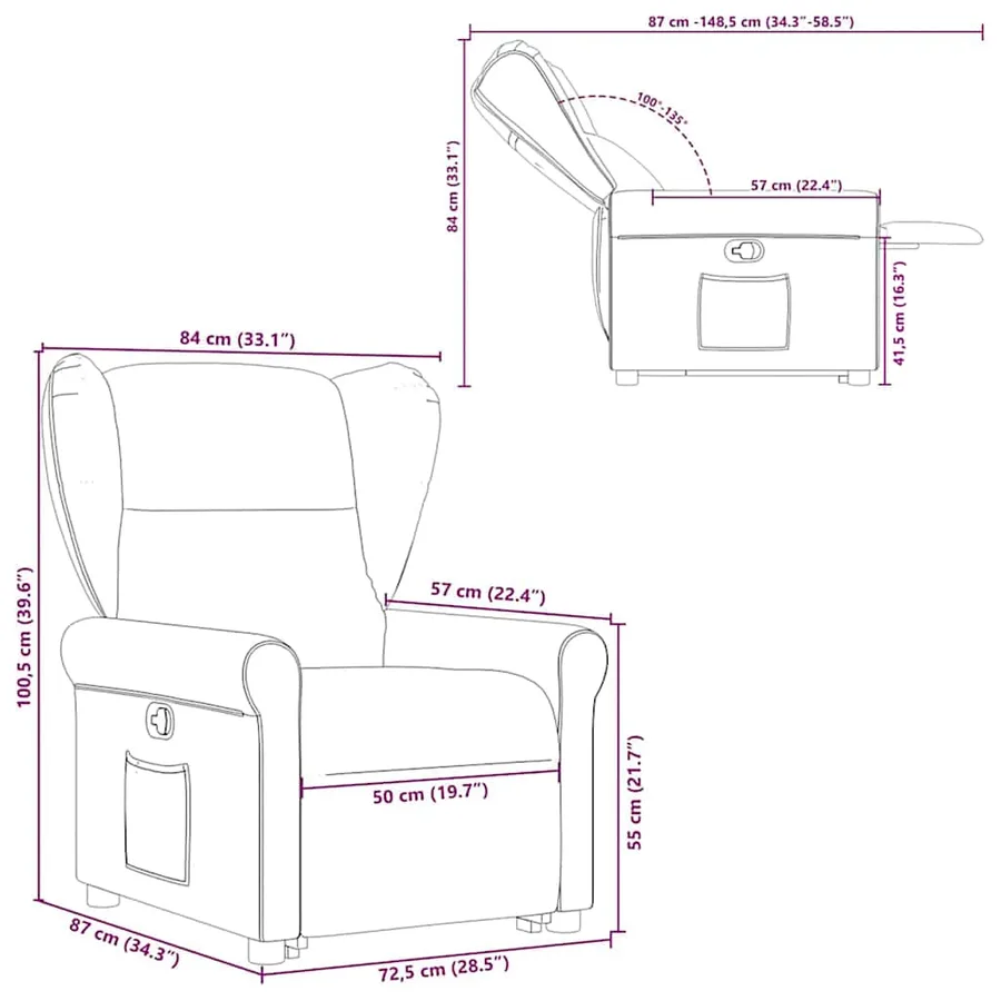 Fauteuil inclinable gris nuage tissu - 15