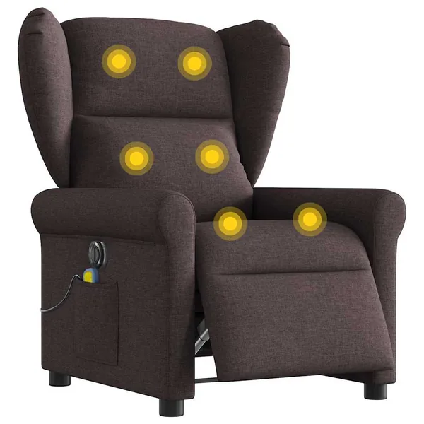 Fauteuil de massage inclinable électrique Marron foncé Tissu