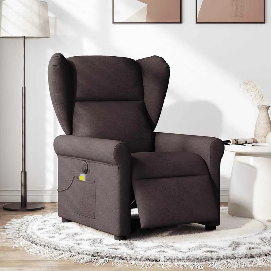 Fauteuil de massage inclinable électrique Marron foncé Tissu - 2