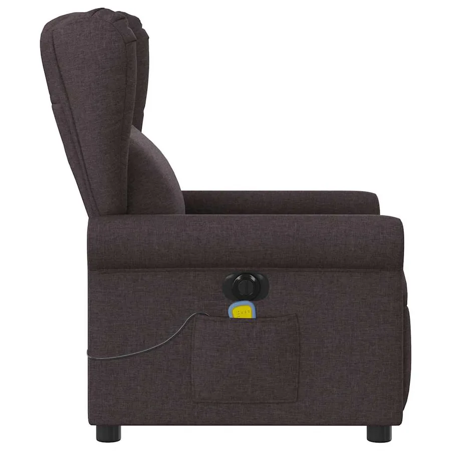 Fauteuil de massage inclinable électrique Marron foncé Tissu - 5