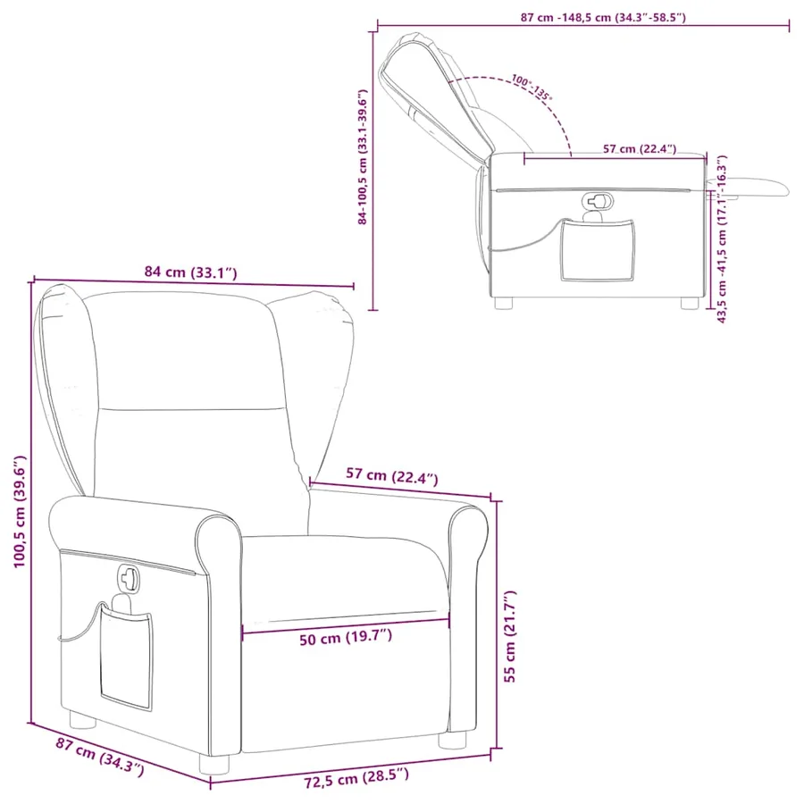 Fauteuil de massage inclinable Taupe Tissu - 13