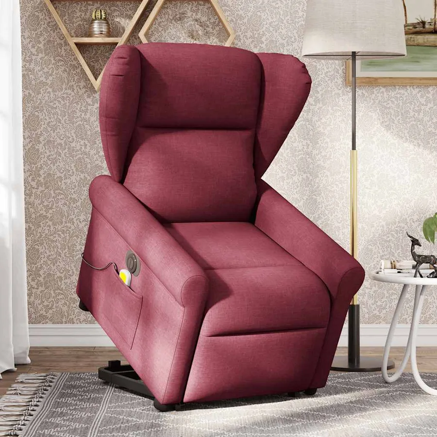 Fauteuil inclinable de massage électrique Rouge bordeaux Tissu - 2