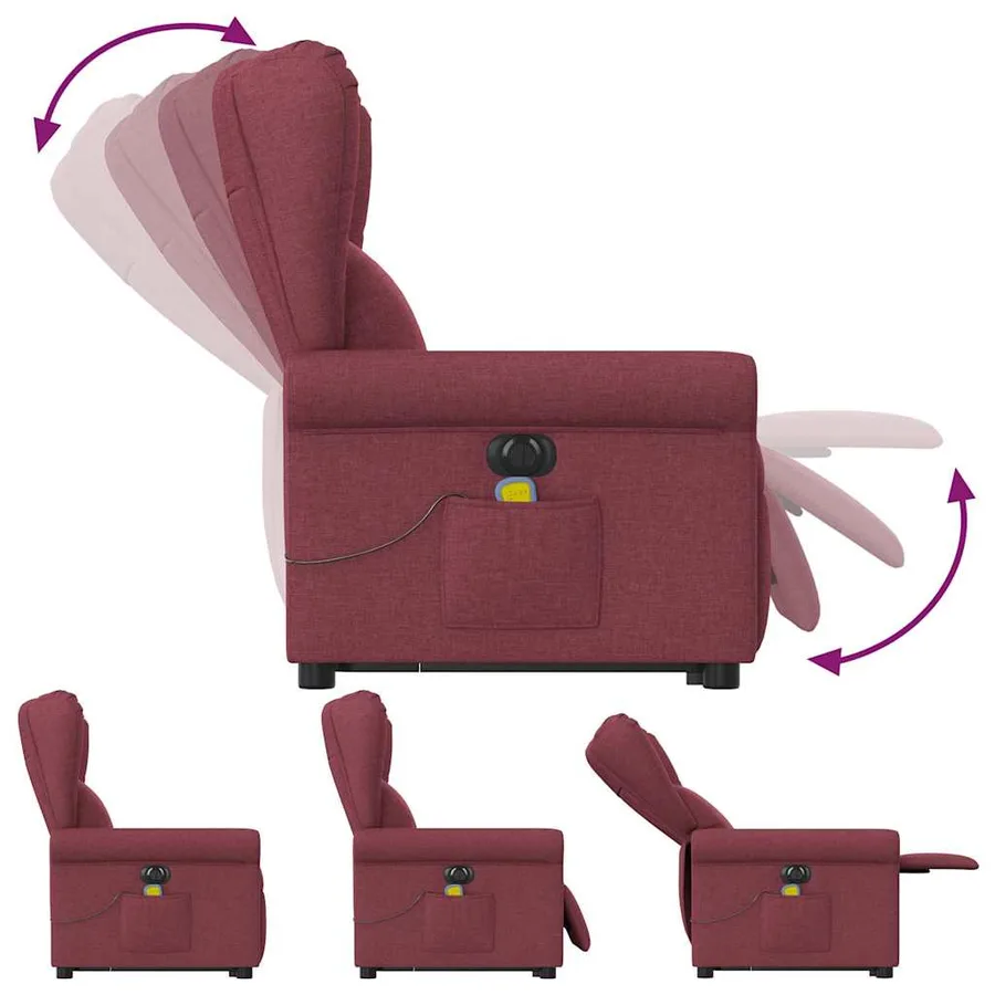 Fauteuil inclinable de massage électrique Rouge bordeaux Tissu - 7