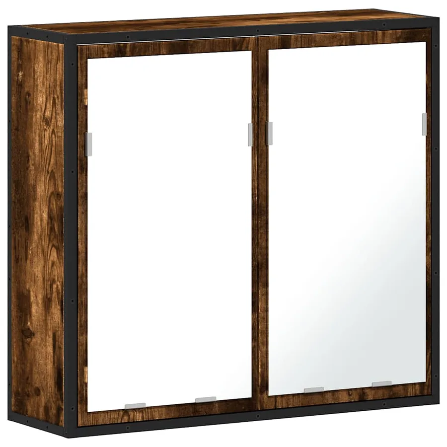 Armoire à miroir de salle de bain chêne fumé bois d’ingénierie - 2