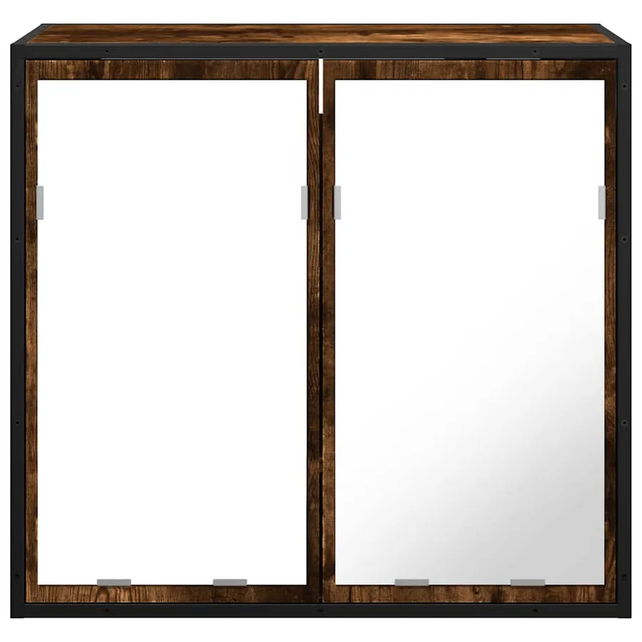 Armoire à miroir de salle de bain chêne fumé bois d’ingénierie - 5