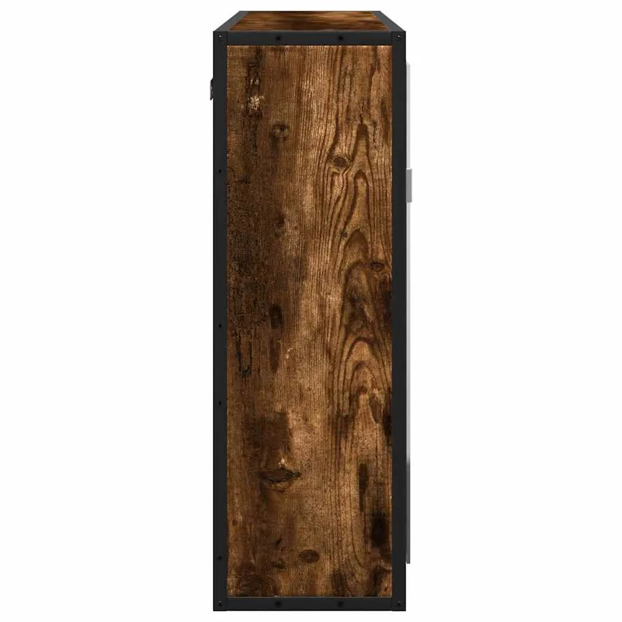 Armoire à miroir de salle de bain chêne fumé bois d’ingénierie - 6