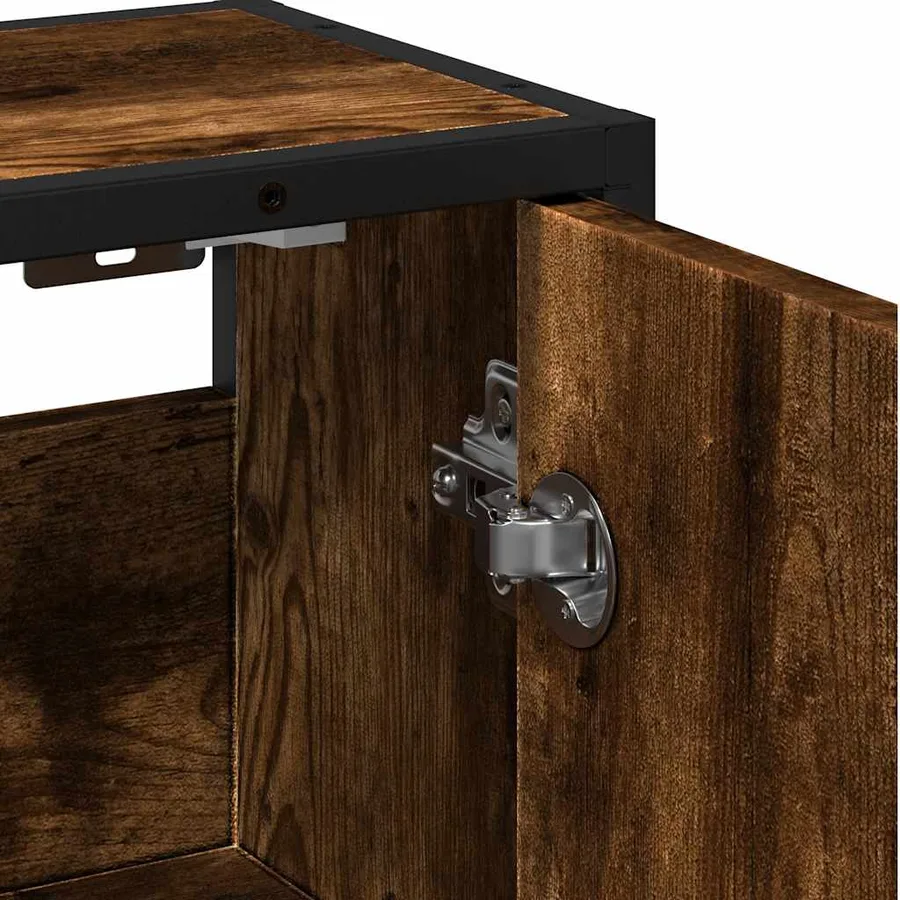Armoire à miroir de salle de bain chêne fumé bois d’ingénierie - 9