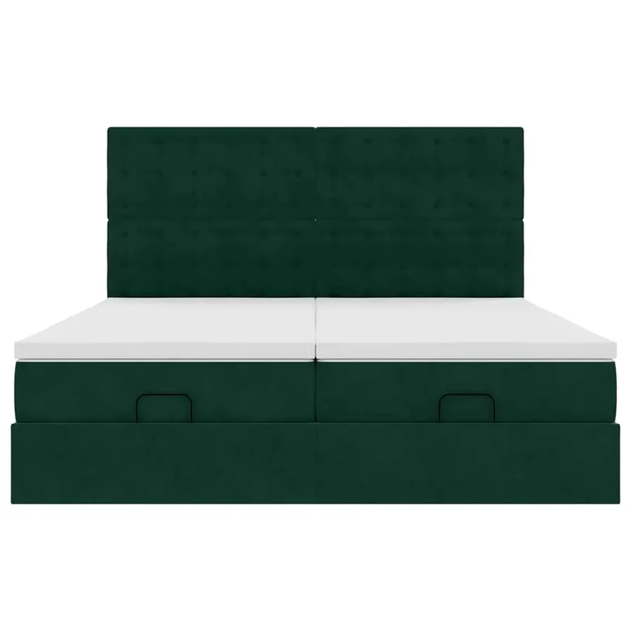 Cadre de lit ottoman avec matelas vert foncé 180x200cm velours - 7