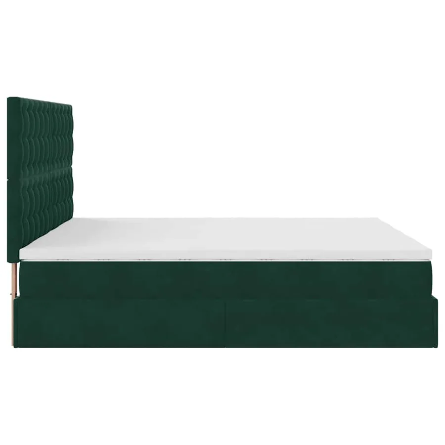Cadre de lit ottoman avec matelas vert foncé 180x200cm velours - 8