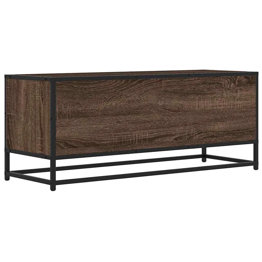 Meuble TV chêne marron 100x34,5x40cm bois d'ingénierie et métal - 6