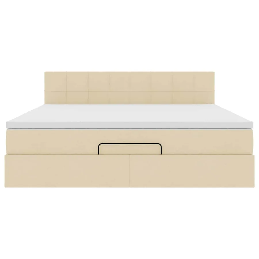 Cadre de lit ottoman avec matelas crème 160x200 cm tissu - 8