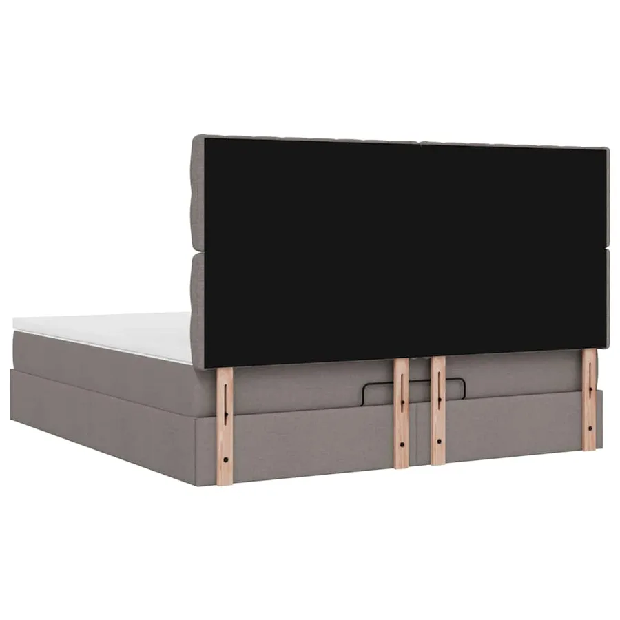 Cadre de lit ottoman avec matelas taupe 160x200 cm tissu - 12