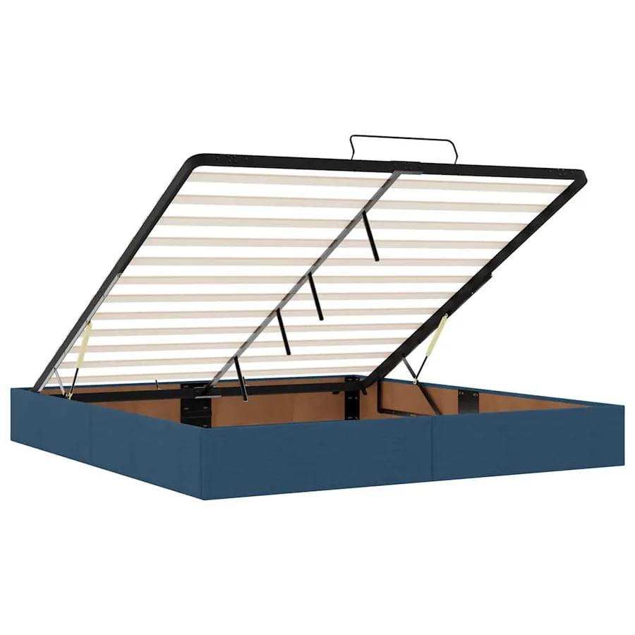 Cadre de lit ottoman avec matelas bleu 160x200 cm tissu - 13