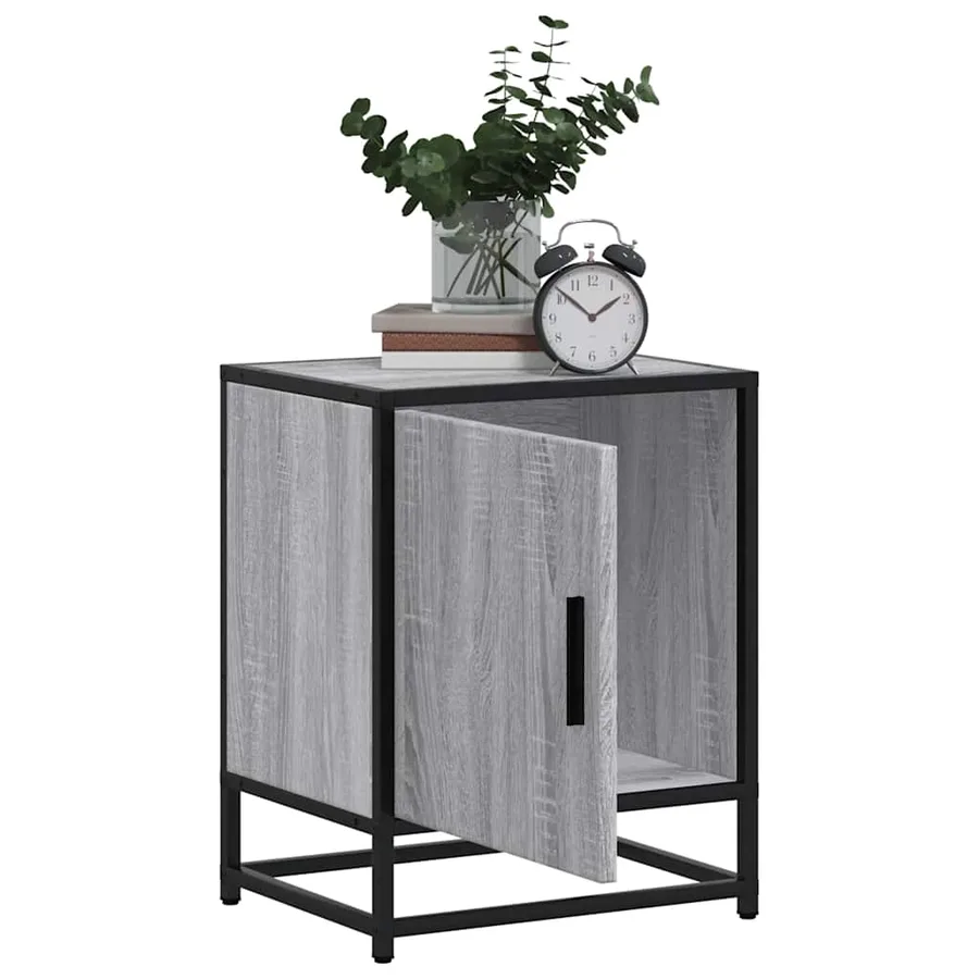 Table de chevet sonoma gris 40x31x50 cm bois d'ingénierie métal - 4