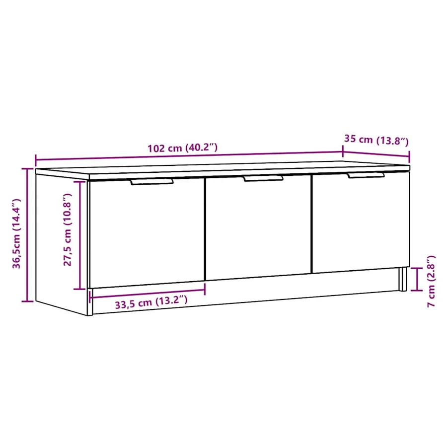 Meuble TV vieux bois 102x35x36,5 cm bois d'ingénierie - 11