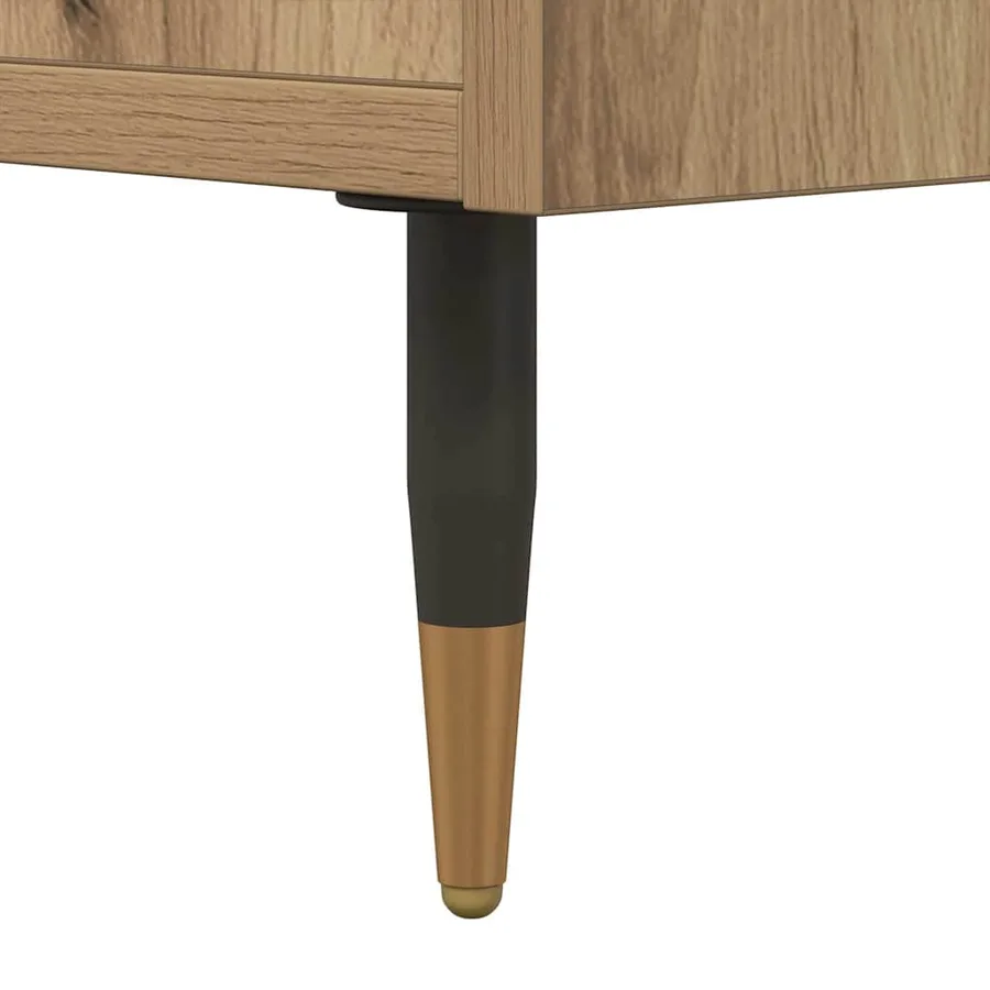 Table basse chêne artisanal 60x50x36,5 cm bois d'ingénierie - 7