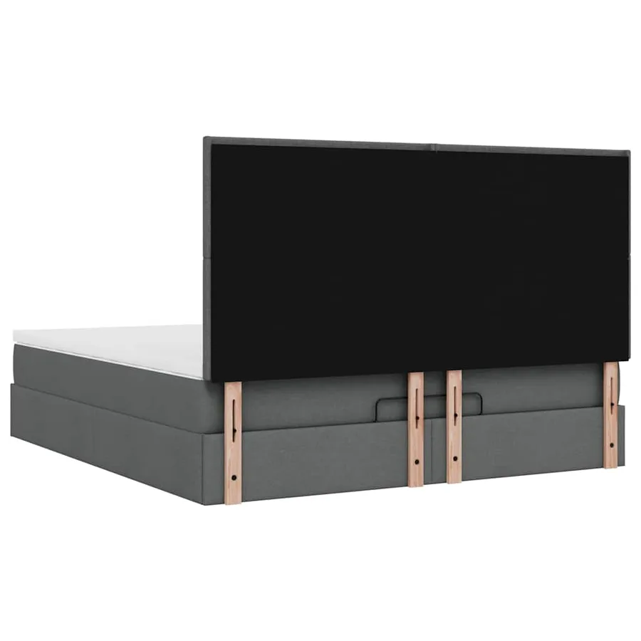 Cadre de lit ottoman avec matelas gris foncé 180x200 cm tissu - 11