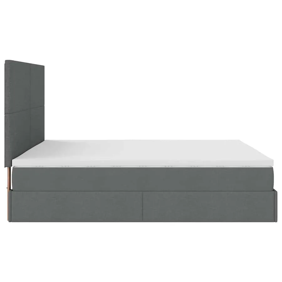 Cadre de lit ottoman avec matelas gris foncé 180x200 cm tissu - 11