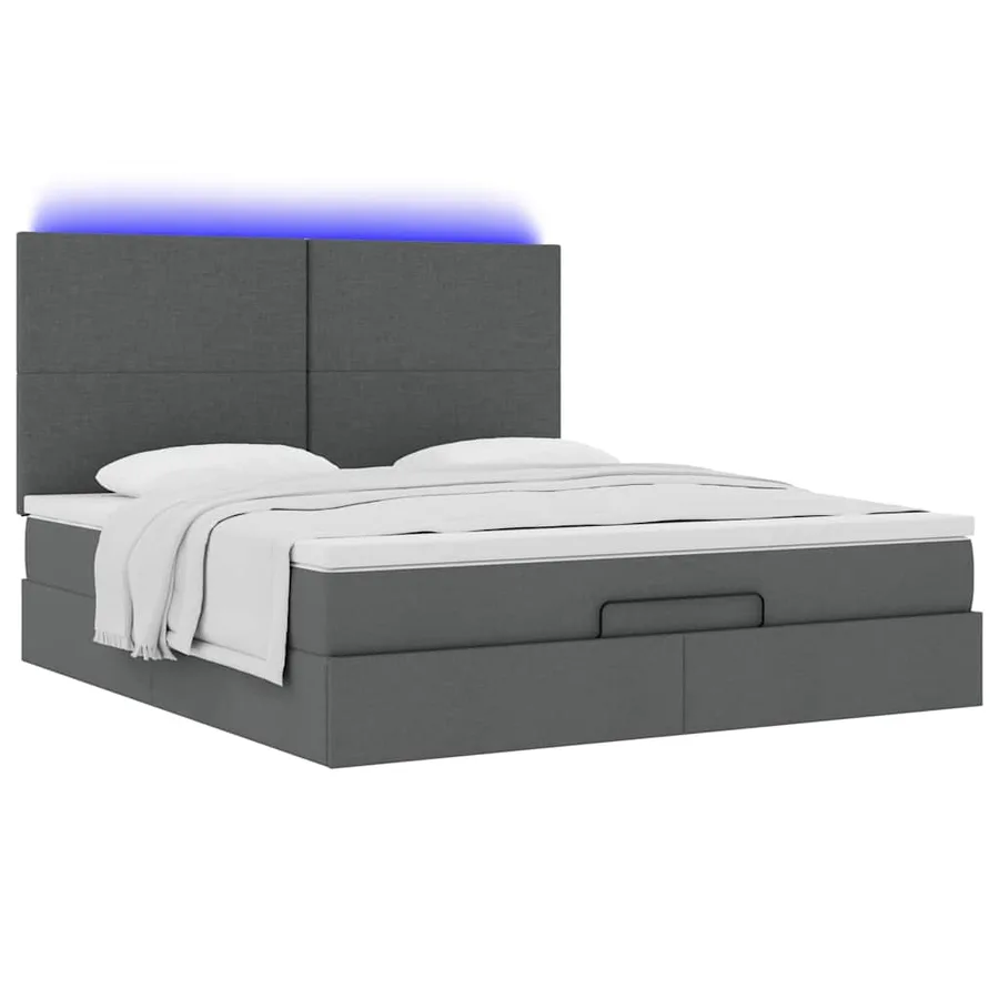 Cadre de lit ottoman avec matelas gris foncé 180x200 cm tissu - 6