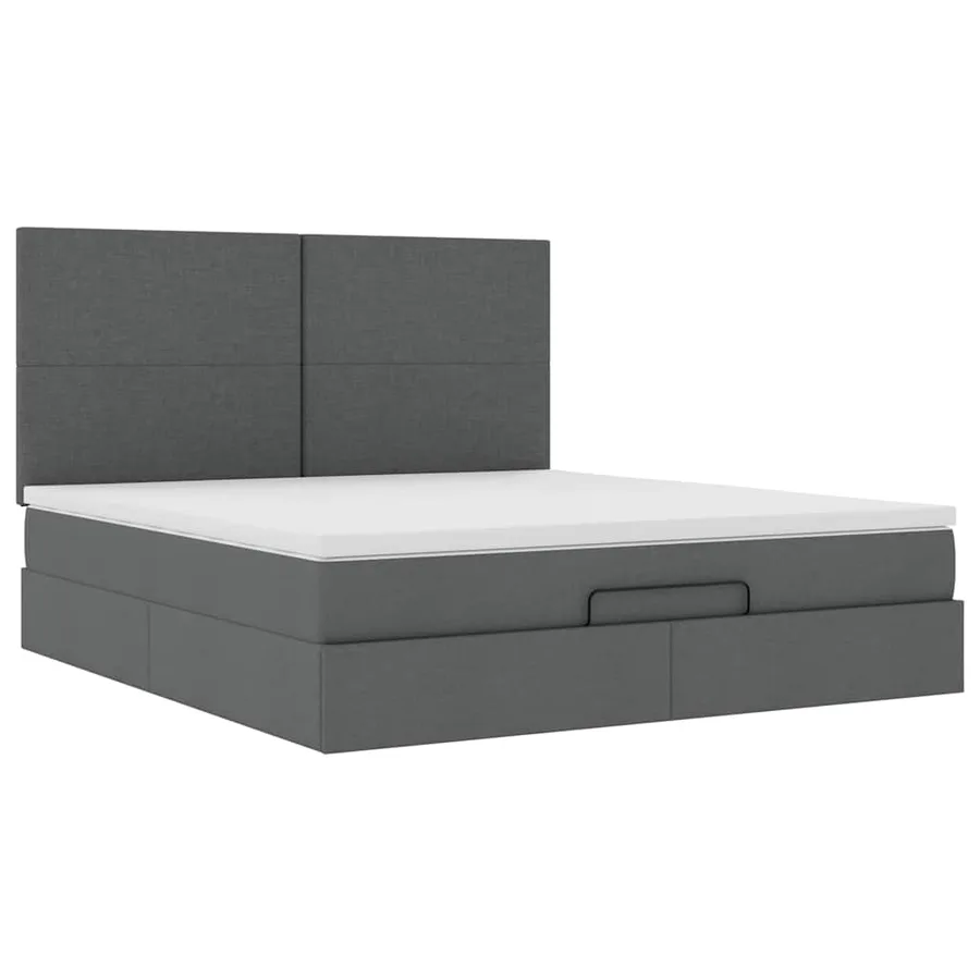 Cadre de lit ottoman avec matelas gris foncé 180x200 cm tissu - 7
