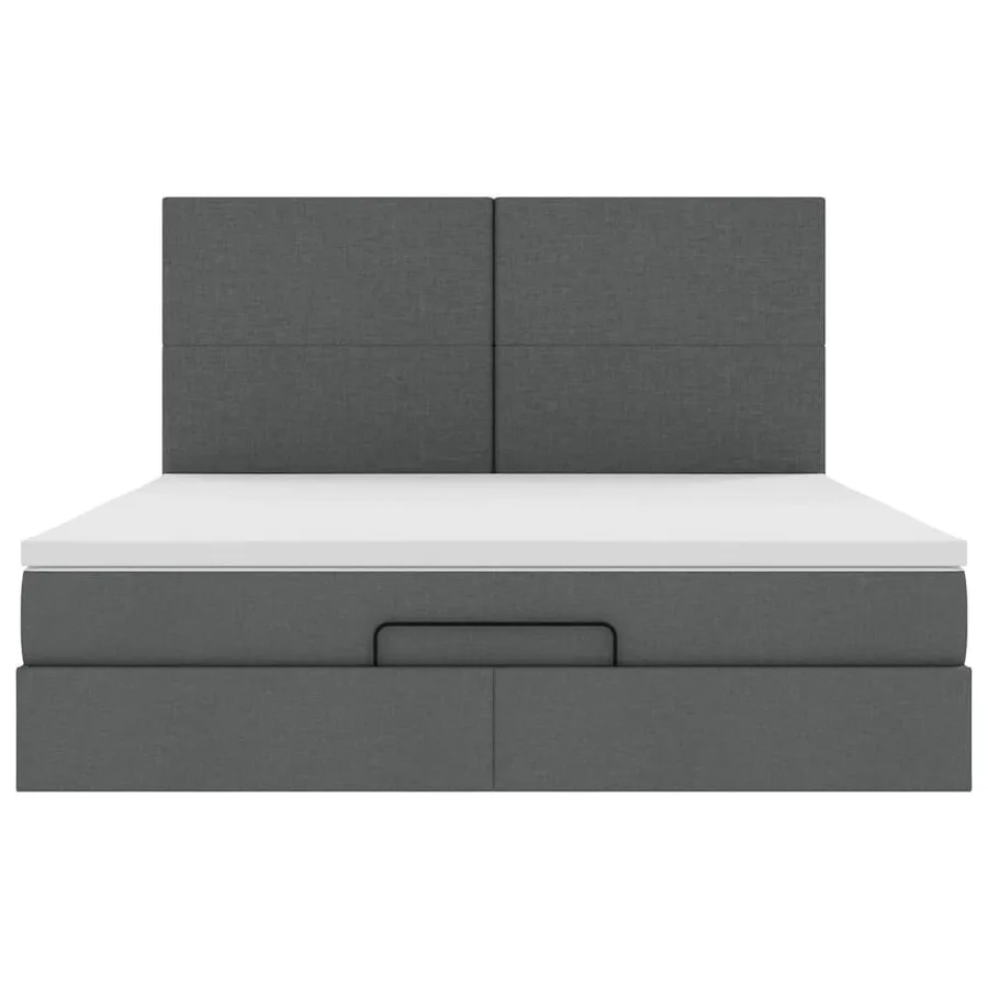Cadre de lit ottoman avec matelas gris foncé 180x200 cm tissu - 8