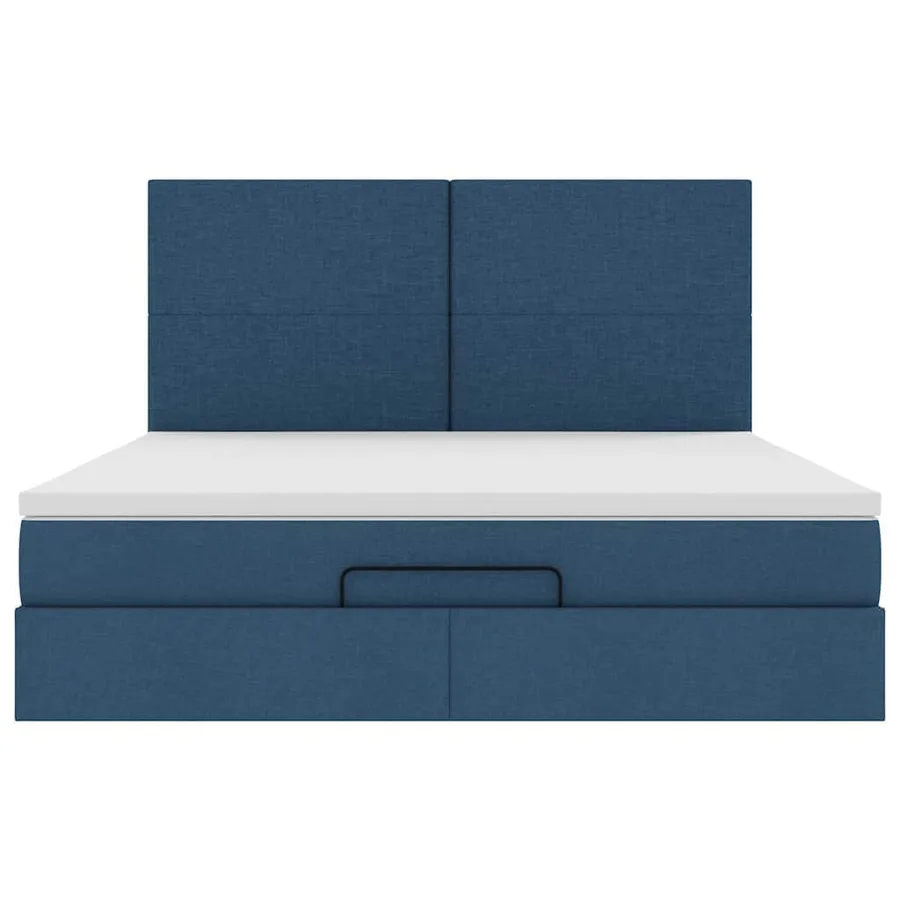 Cadre de lit ottoman avec matelas bleu 180x200 cm tissu - 7