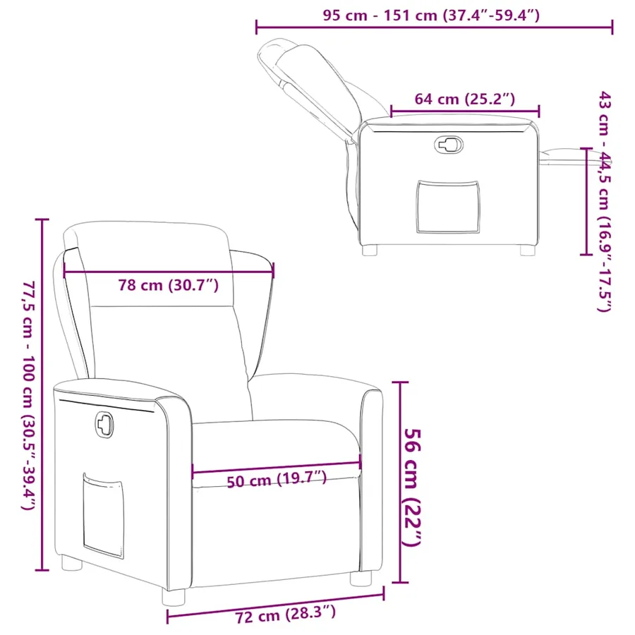Fauteuil inclinable Gris foncé Tissu - 11