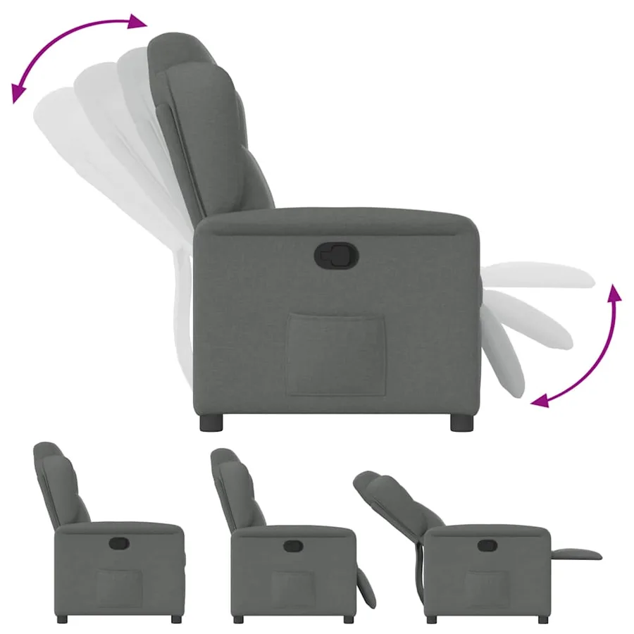 Fauteuil inclinable Gris foncé Tissu - 6