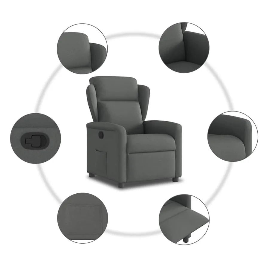 Fauteuil inclinable Gris foncé Tissu - 7
