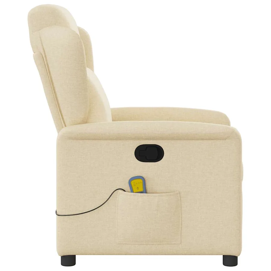 Fauteuil de massage inclinable Crème Tissu - 4
