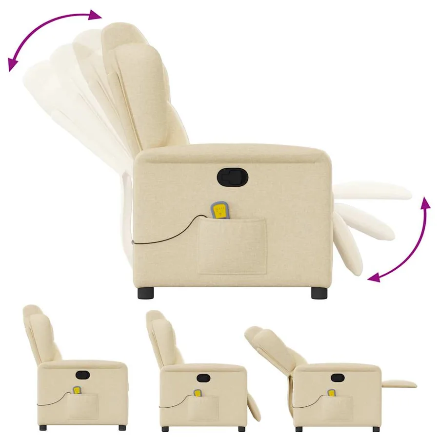 Fauteuil de massage inclinable Crème Tissu - 6