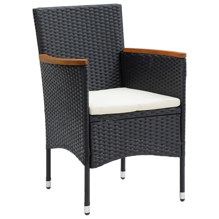 Ensemble à dîner de jardin avec coussins 5 pcs poly rotin noir - 4
