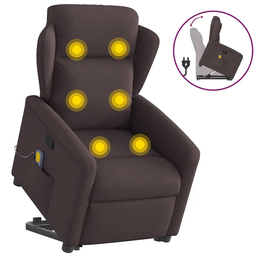 Fauteuil inclinable de massage Marron foncé Tissu