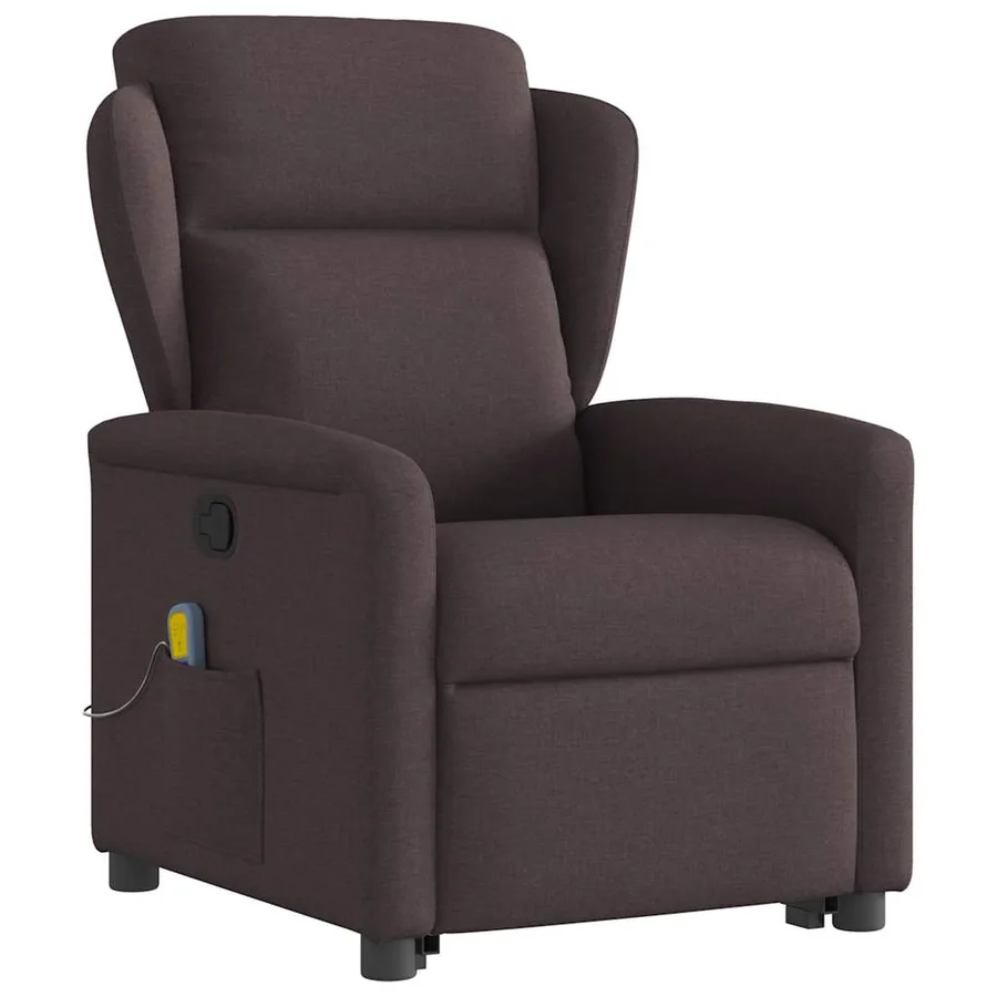 Fauteuil inclinable de massage Marron foncé Tissu - 4