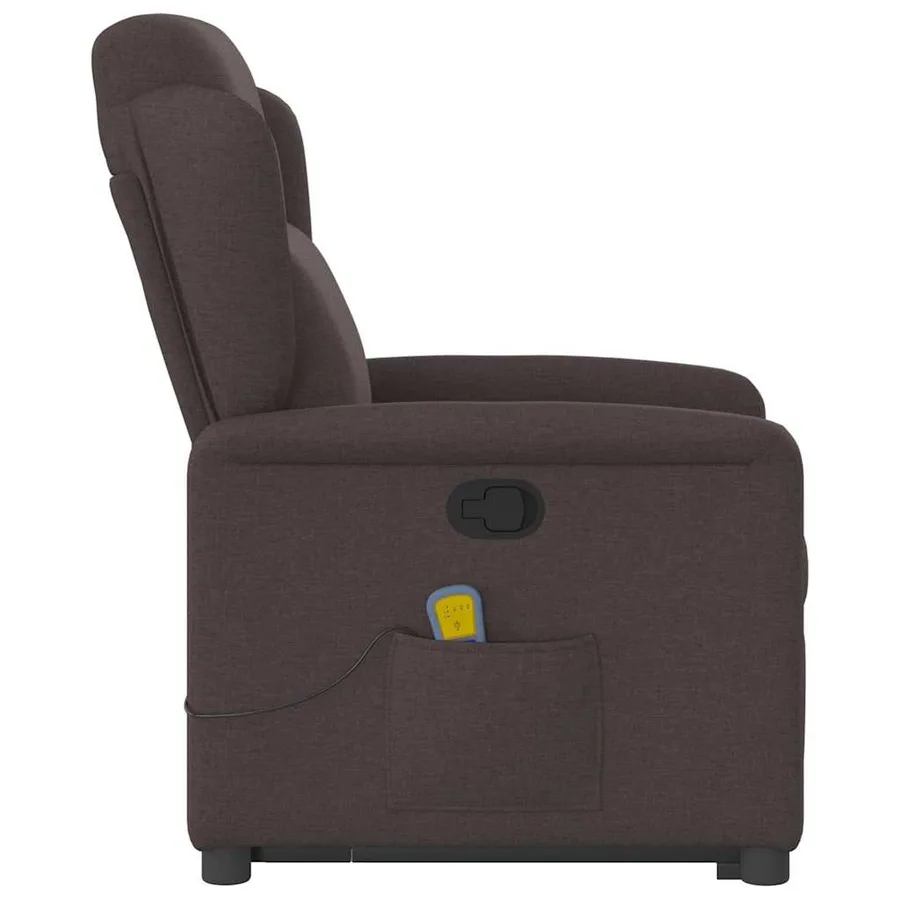 Fauteuil inclinable de massage Marron foncé Tissu - 6
