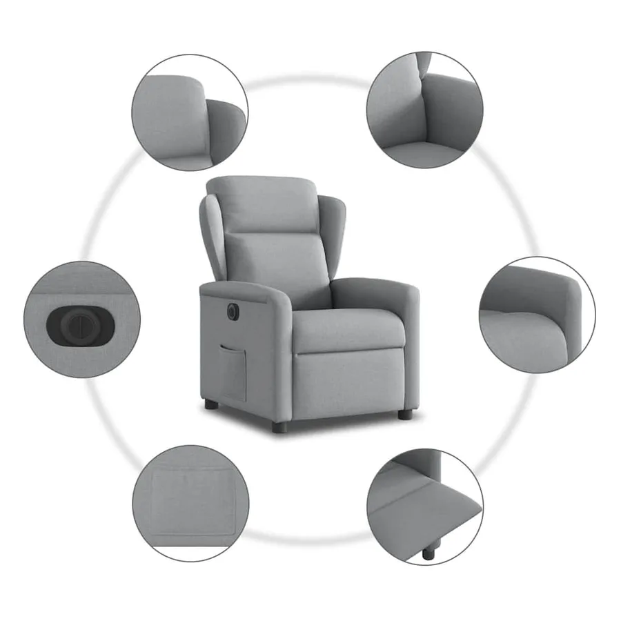 Fauteuil inclinable électrique Gris clair Tissu - 11