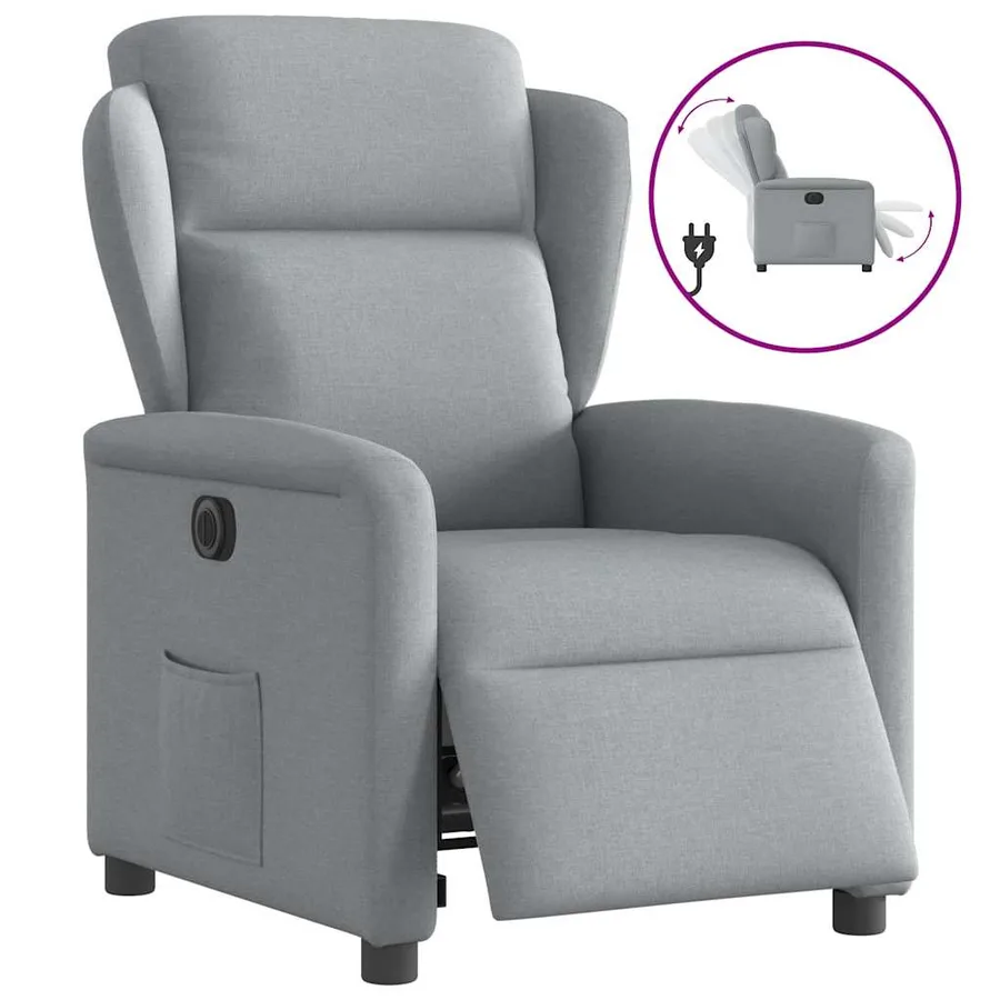Fauteuil inclinable électrique Gris clair Tissu - 9