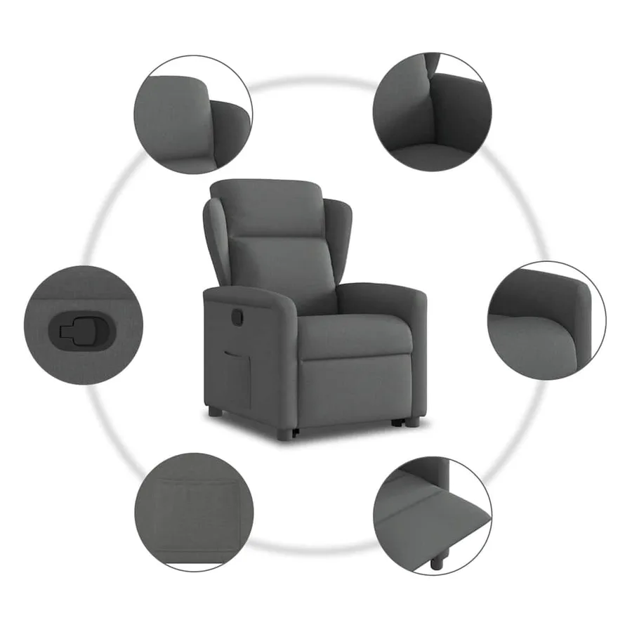 Fauteuil inclinable Gris foncé Tissu - 10
