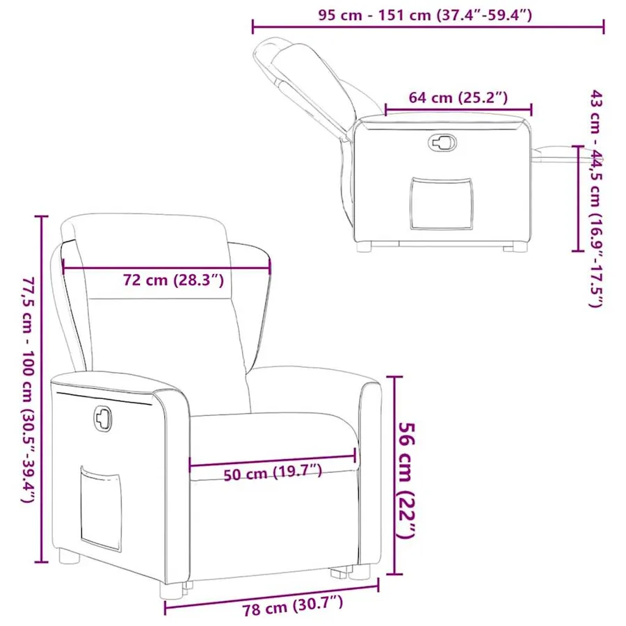 Fauteuil inclinable Gris foncé Tissu - 15
