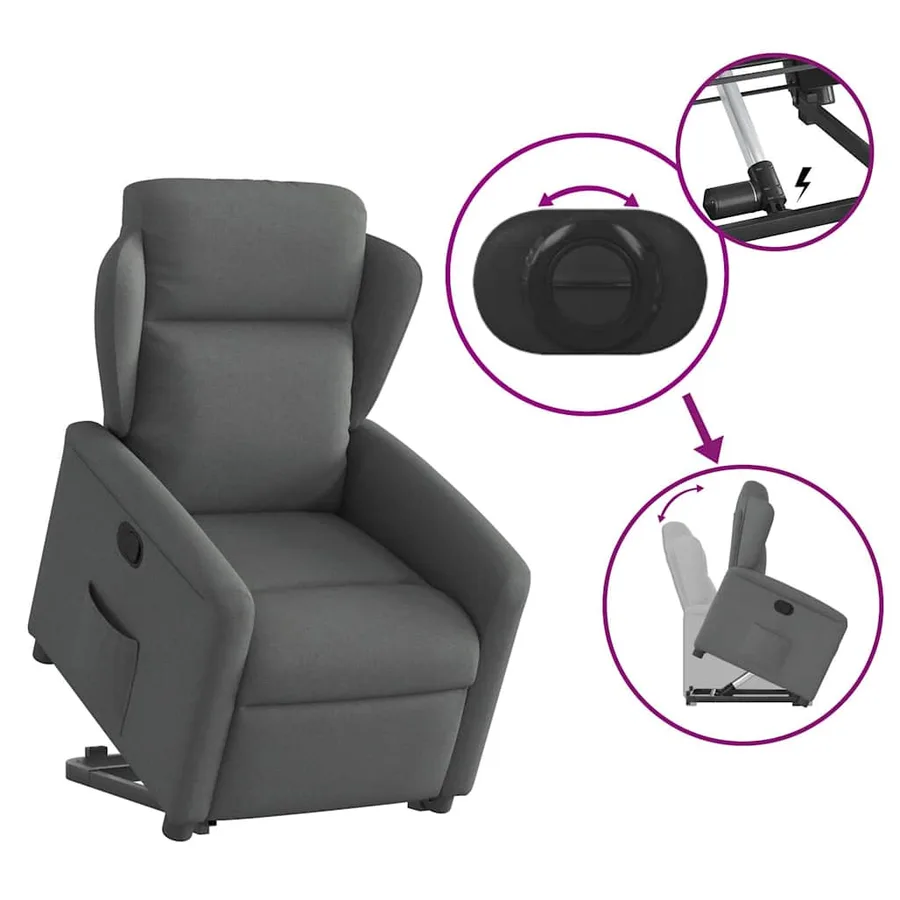 Fauteuil inclinable Gris foncé Tissu - 8