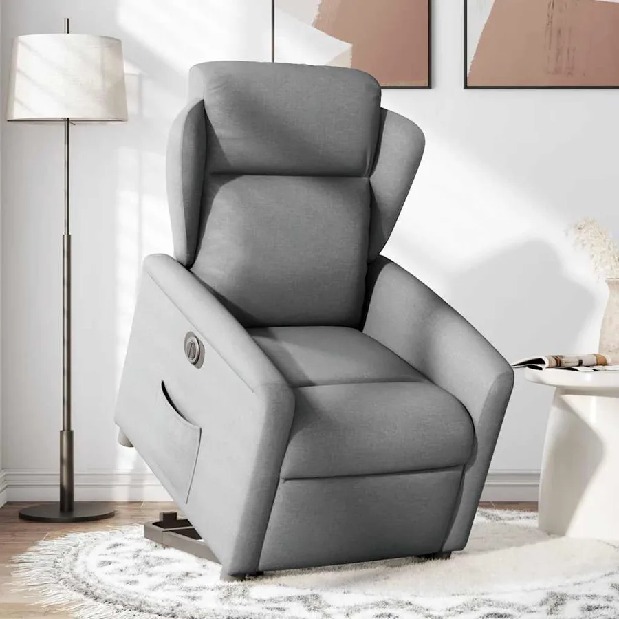 Fauteuil inclinable électrique gris clair tissu - 2