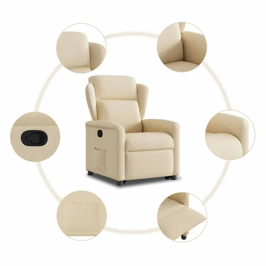 Fauteuil inclinable Crème Tissu - 10
