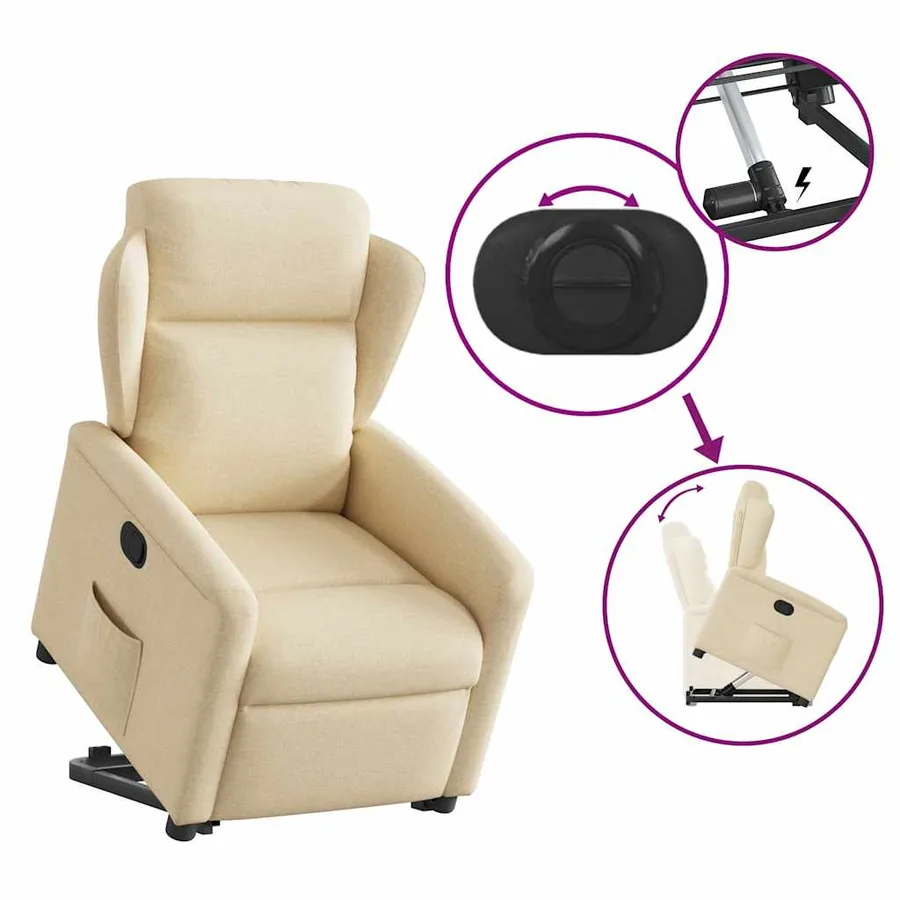 Fauteuil inclinable Crème Tissu - 8
